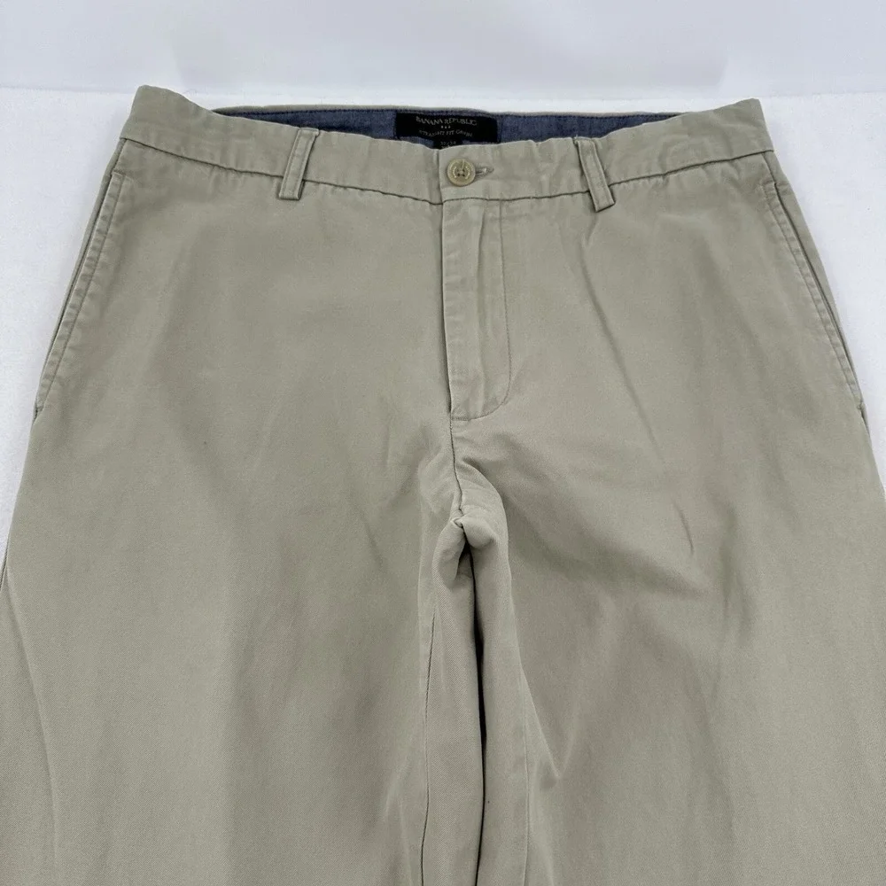 Banana Republic Gavin Straight Fit Chinos Khaki Tan Cotton Pants Comfy Men 32x34